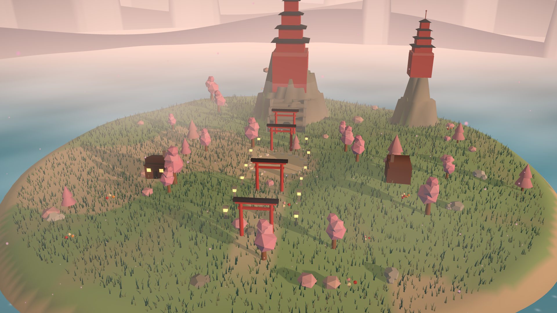 Sakura Shrine: Torii gates, pagodas and drifting cherry blossom